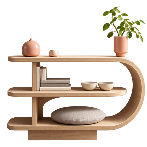 Curved Oak Console Table