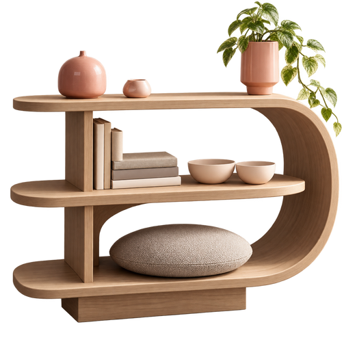 Curved Oak Console Table