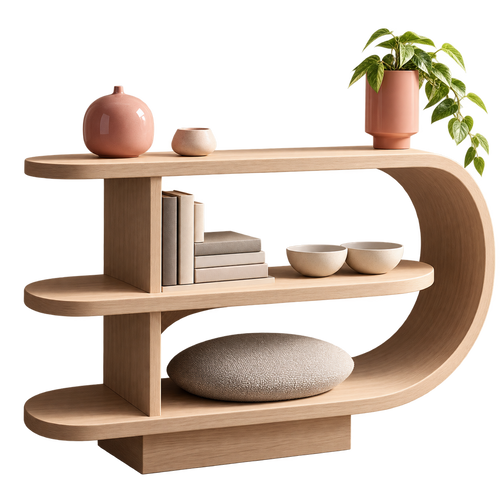 Curved Oak Console Table