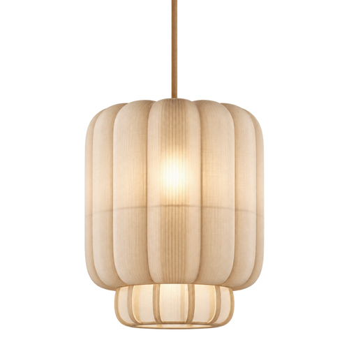 Ribbed Fabric Barrel Pendant Light