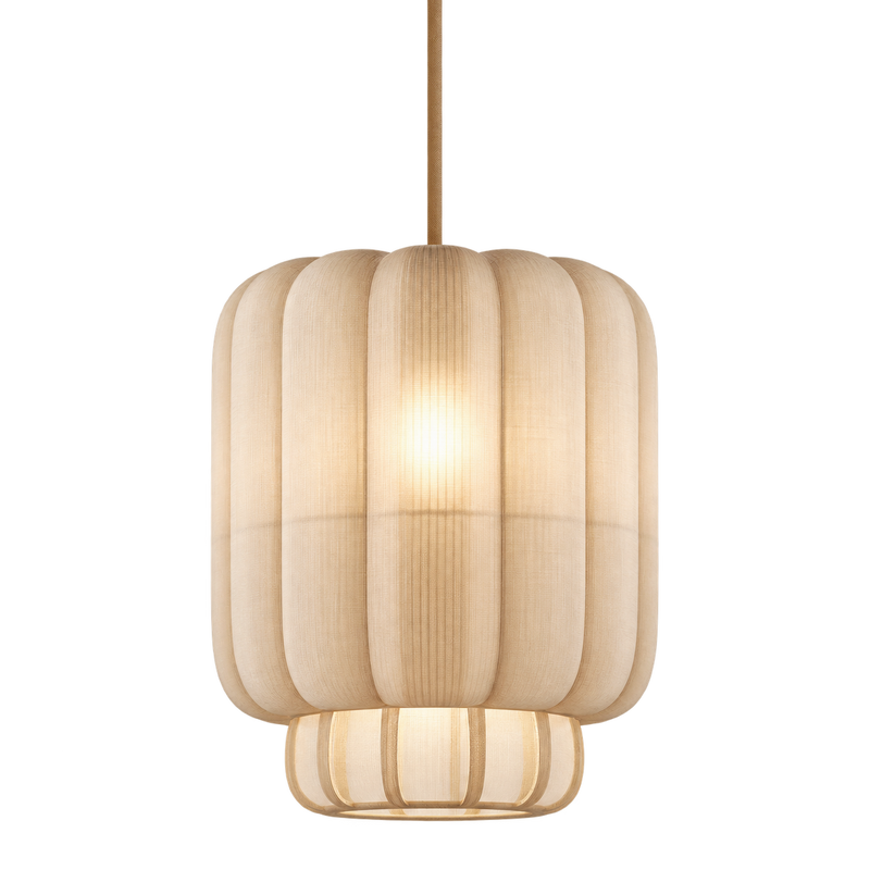 Ribbed Fabric Barrel Pendant Light