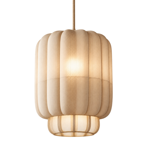 Ribbed Fabric Barrel Pendant Light