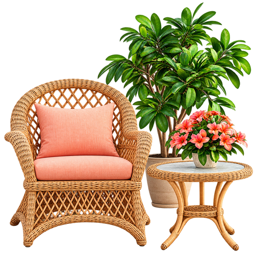 Round Wicker Accent Table