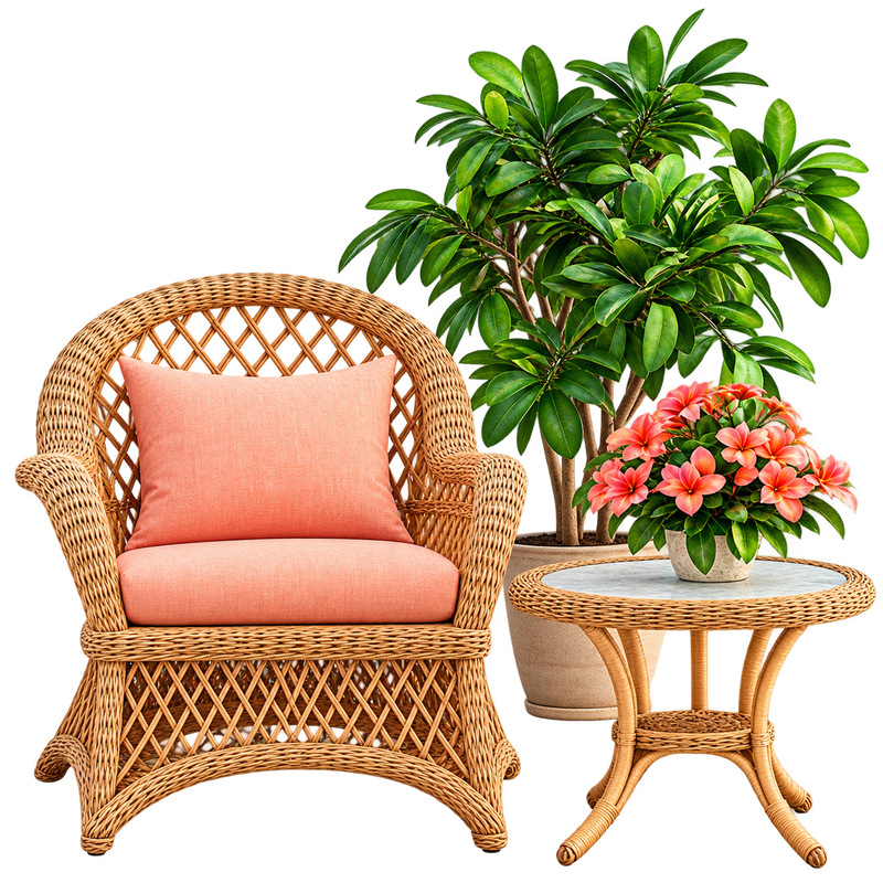 Round Wicker Accent Table