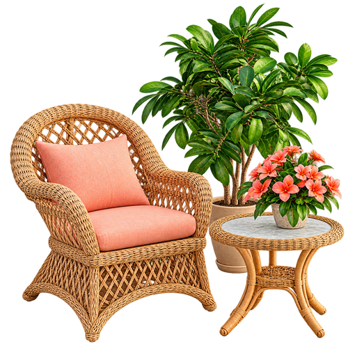 Round Wicker Accent Table