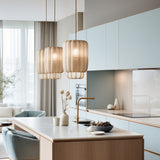 Ribbed Fabric Barrel Pendant Light