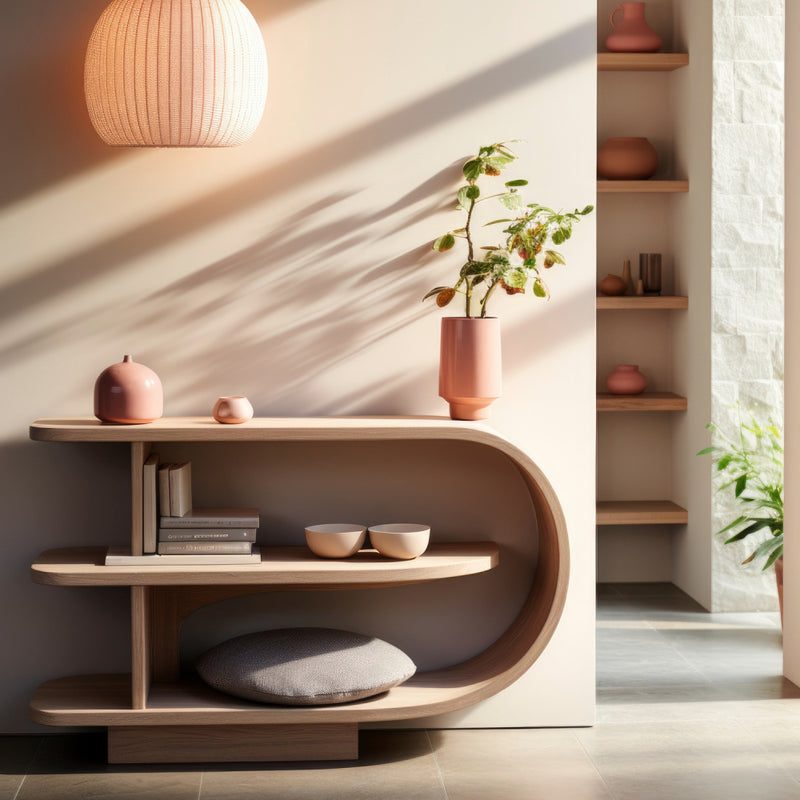 Curved Oak Console Table