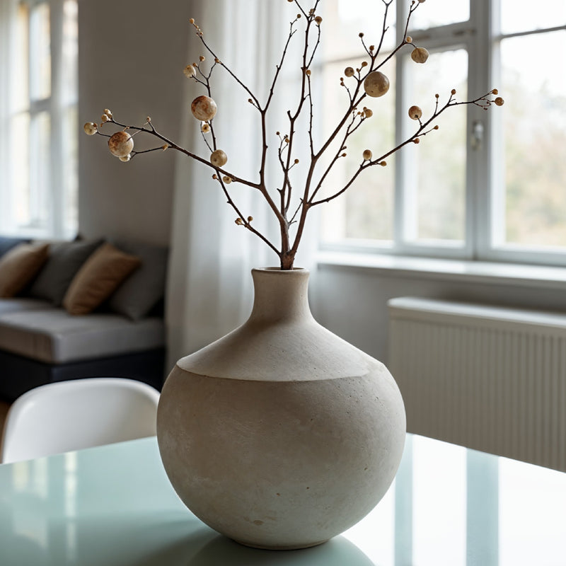 Matte Stone Ceramic Globe Vase