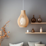 Woven Wood Slat Teardrop Pendant Light