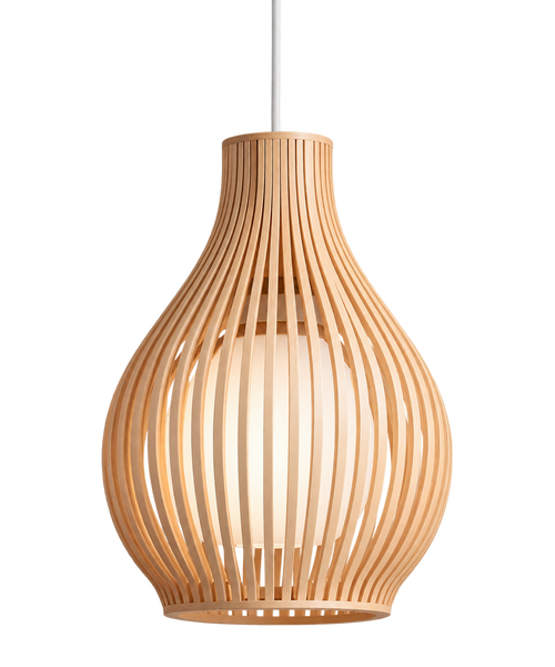Woven Wood Slat Teardrop Pendant Light