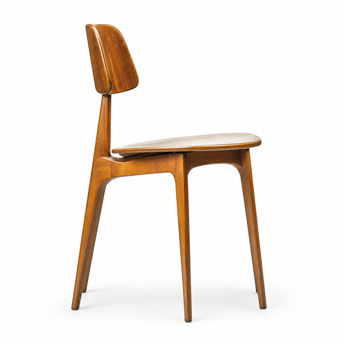 The same classic wooden chair shown from the right-side profile