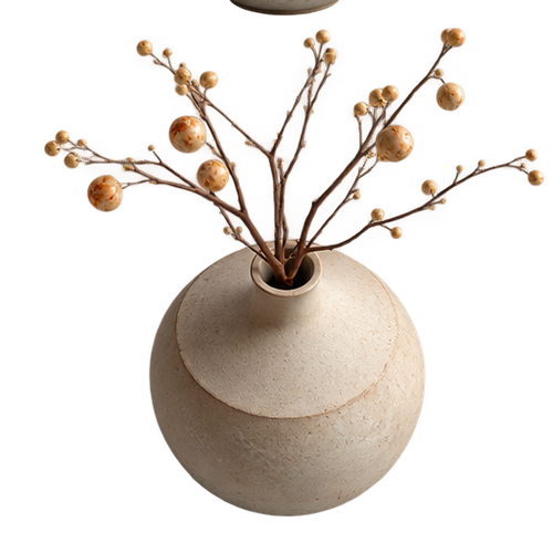 Matte Stone Ceramic Globe Vase