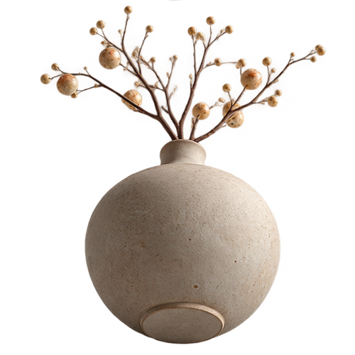 Matte Stone Ceramic Globe Vase