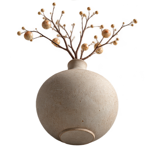 Matte Stone Ceramic Globe Vase